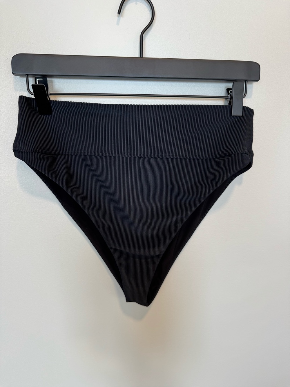 Beach Riot Black High-Waist Ribbed Bikini Bottom